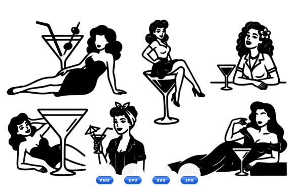 Retro Pinup Cocktail Clipart Review