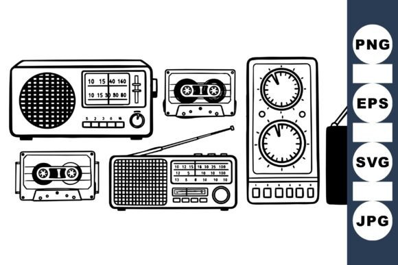Retro Radio and Cassette Clipart