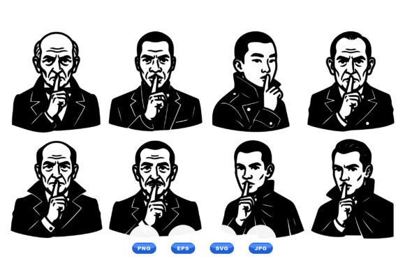 Retro Shushing Gentleman Icons Review