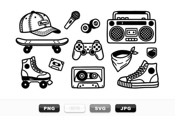 Urban Retro Skateboard Clipart Set Review